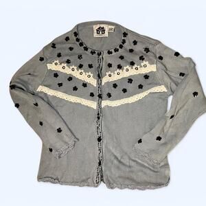 Vintage light blue floral cardigan